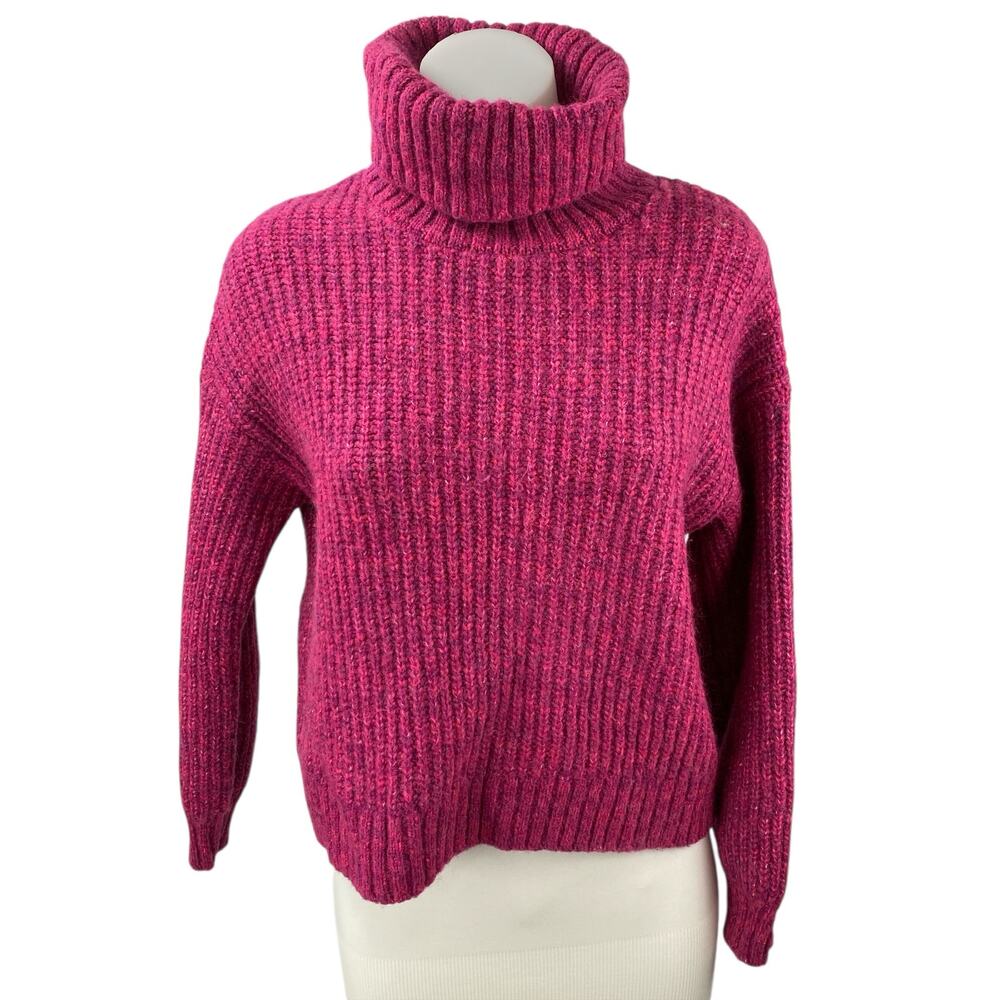 Old Navy Women's Pink Wool Turtleneck Ribbed Knit Long Sleeve Sweater Top Sz S